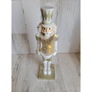 Transpac nutcracker‎ light up tree white gold Xmas home decor figure